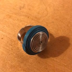 Blue and silver ring handmade
